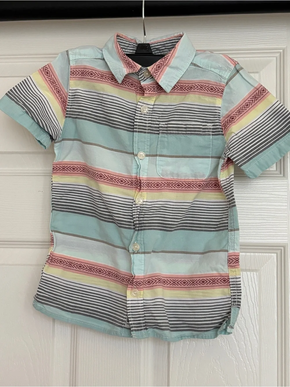 OshKosh B'gosh Pastel Striped Short-Sleeve Button-Down Shirt